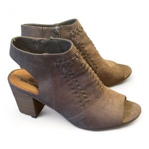 Ruff Hewn PIA Brown Open Toe Ankle Booties
